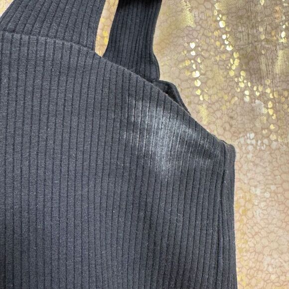 PINK Victorias Secret Black Ribbed Square Neck Active Mini Dress/Shorts XXL 10/1 - Picture 4 of 12